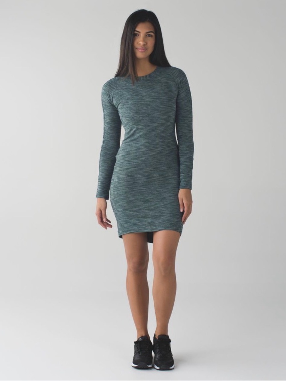 lululemon | Where To Long Sleeve Dress in Heathered Teal Green - Size 4